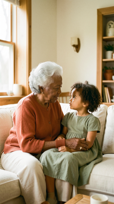 Grandmother and granddaughter sharing a moment